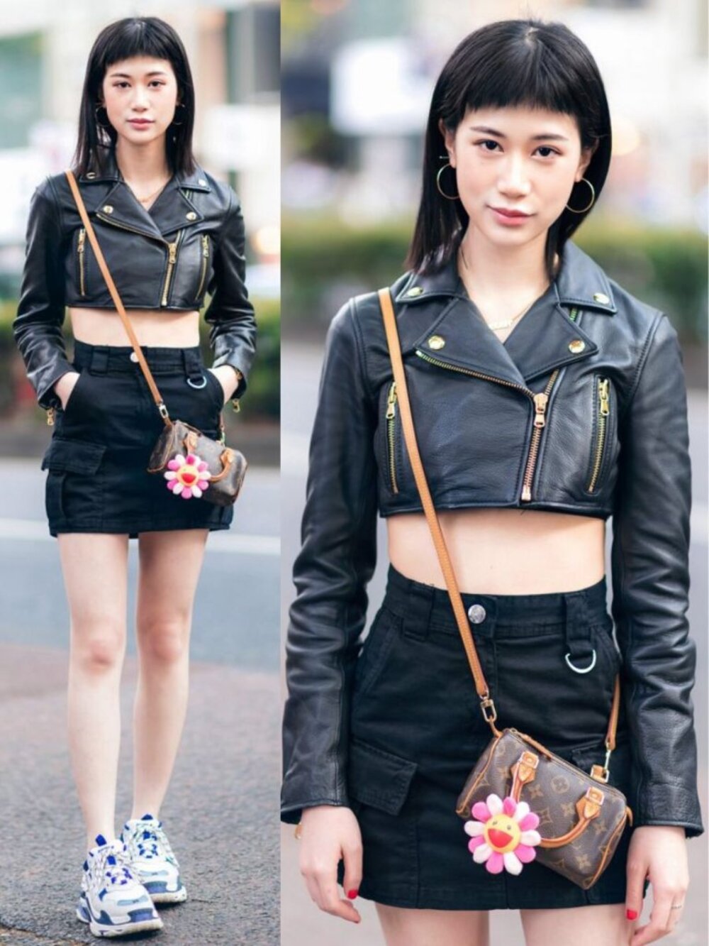 H&M x Moschino Black Leather Jacket Cropped Asymmetric Zip Long‎ Sleeve Size S